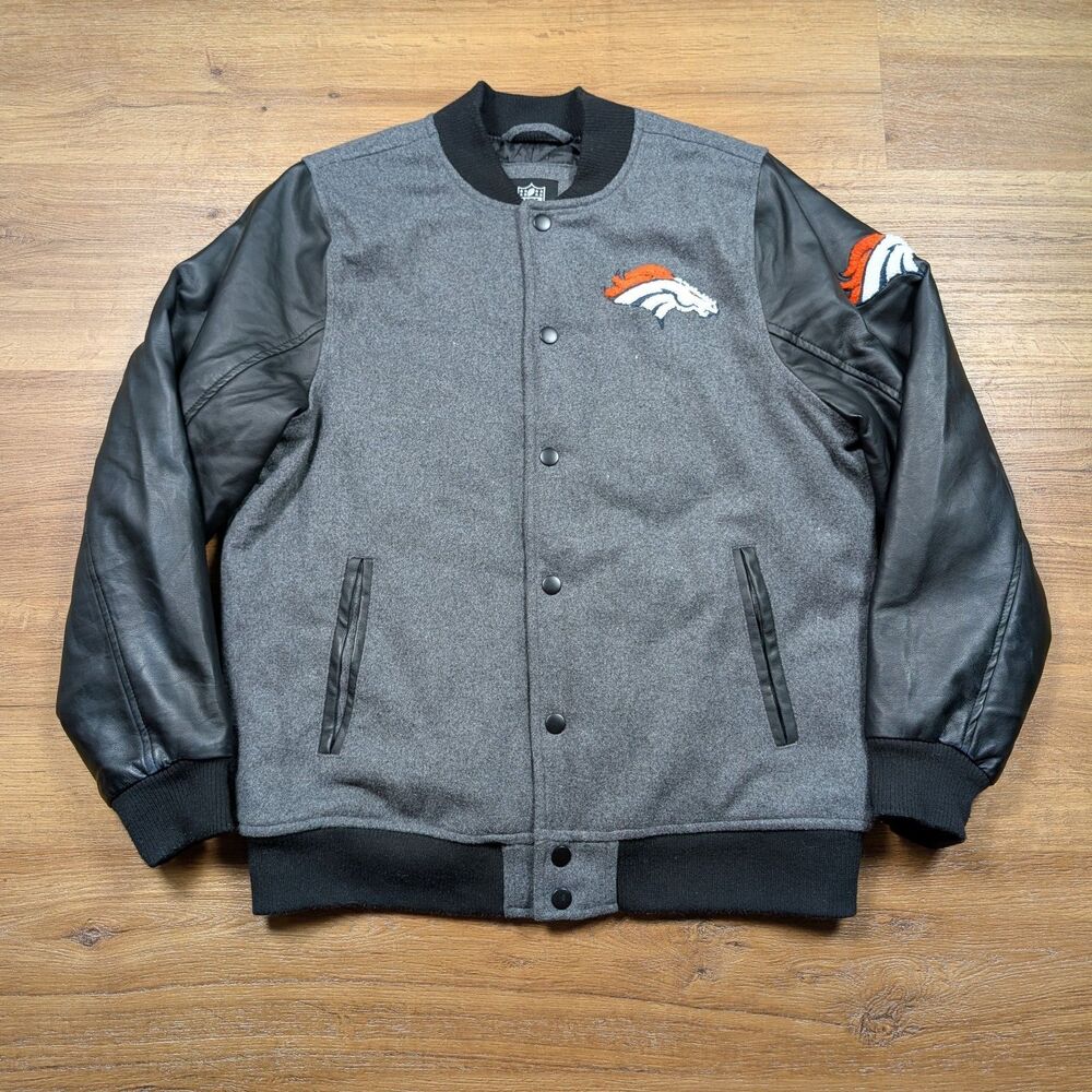 Ultra Game NFL Classic Baseball Varsity Jacket Denver Broncos Boys XL (18-20)